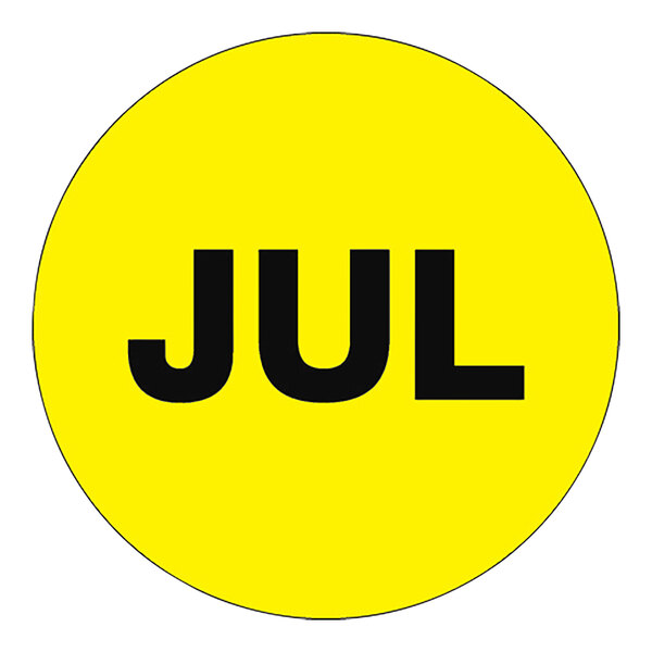 A yellow circle label with the word "Jul" in black.