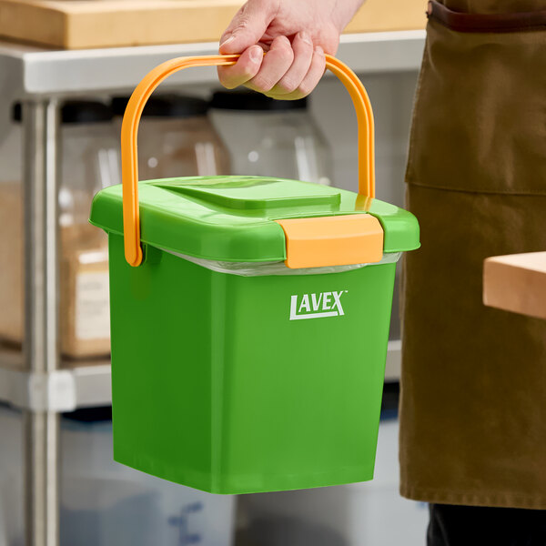 Lavex 2 Gallon Green Polyethylene Kitchen Compost Bin