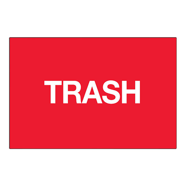 A red rectangular label with white text that says "Trash"