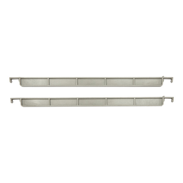 A pair of gray Cambro shelf divider bars on a white background.