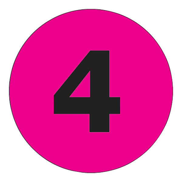 A pink circle with a white number four.