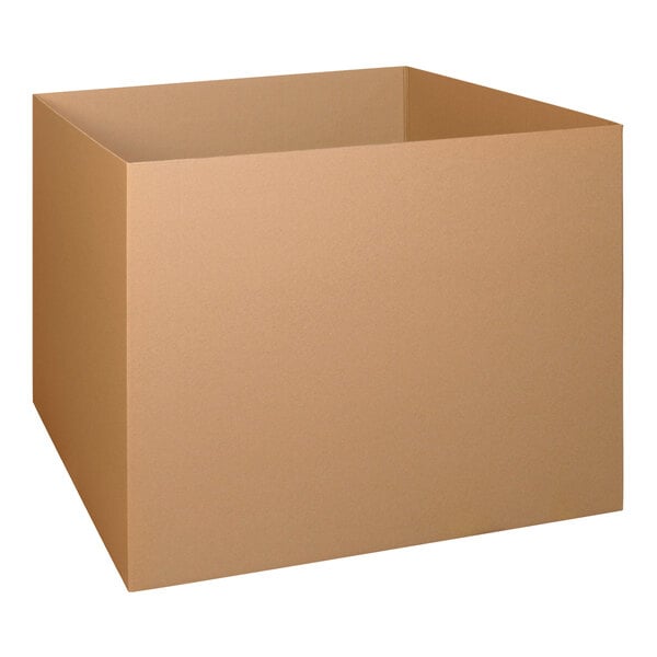 A Lavex double-walled cardboard shipping box with the lid open.