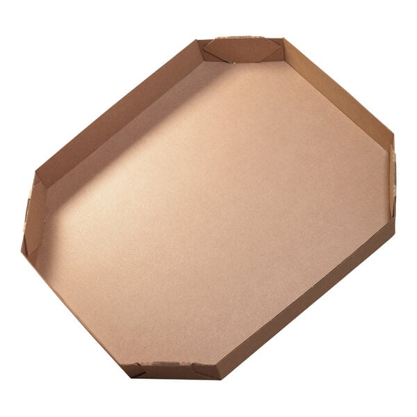 A brown octagonal cardboard lid for a box.