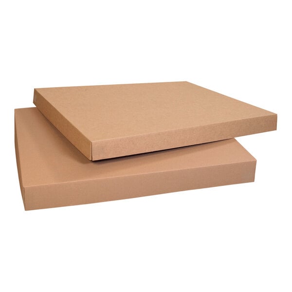 Two brown Lavex heavy-duty cardboard Gaylord lids.