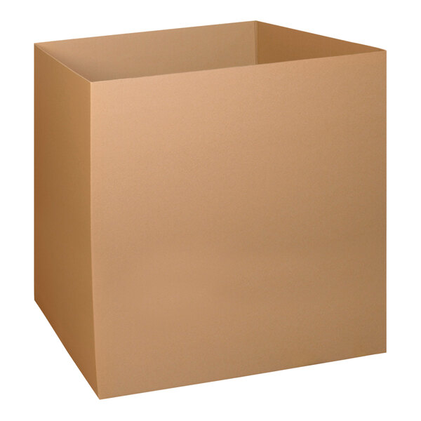 A brown Lavex cardboard box with a lid open.