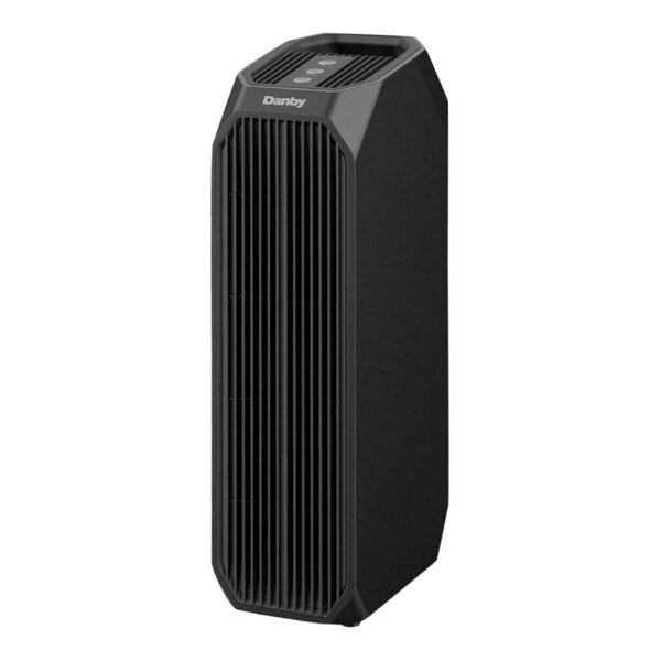 A black Danby air purifier with a fan on top and vents.