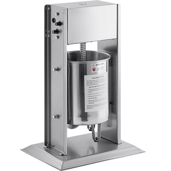 An Avantco stainless steel churro stuffer with churro tubes.