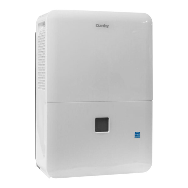 A white rectangular object with a square window and black screen.