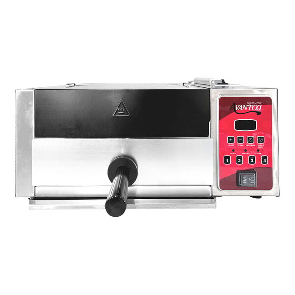 An Avantco electric countertop tortilla steamer with a digital display.