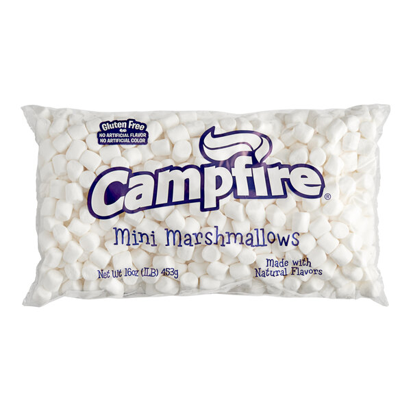A white bag of Campfire mini marshmallows.