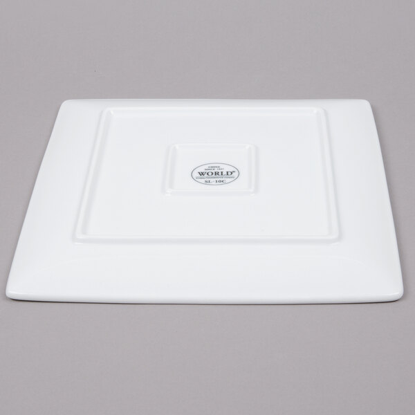 A white square Libbey porcelain plate.