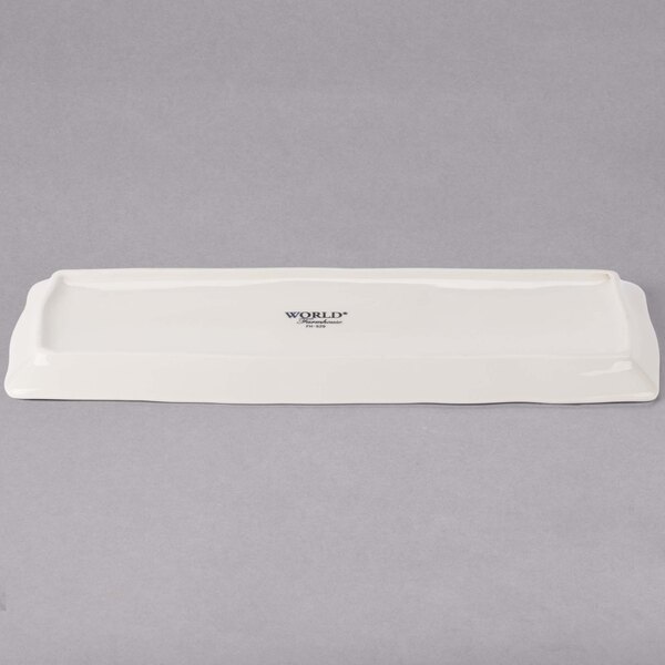 A white rectangular Libbey porcelain tray.