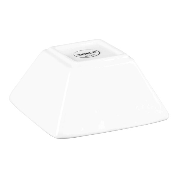 Libbey Slate 10 oz. Ultra Bright White Square Porcelain Bowl - Sample