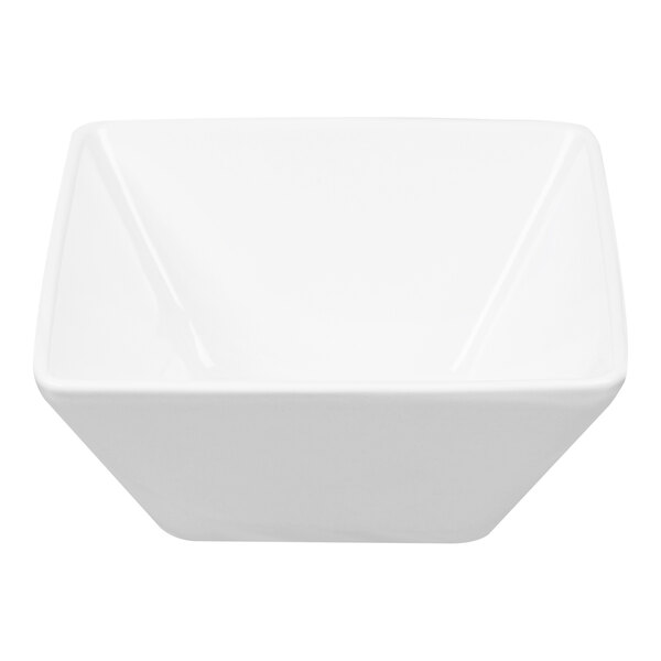 Libbey Slate 20 oz. Ultra Bright White Square Porcelain Bowl - Sample