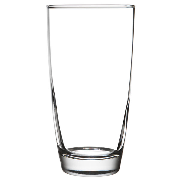 A close-up of a clear Libbey Embassy cooler glass.