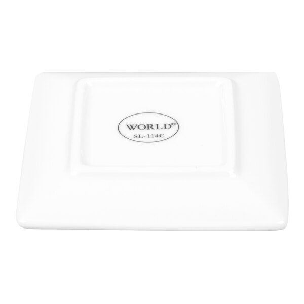 Libbey Slate 4" Ultra Bright White Coupe Square Porcelain Plate - Sample