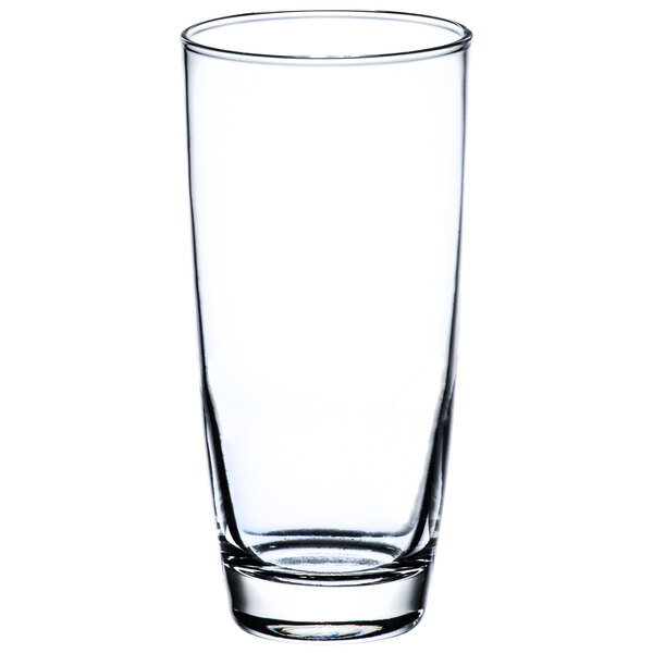 A close-up of a clear Libbey Embassy cooler glass.