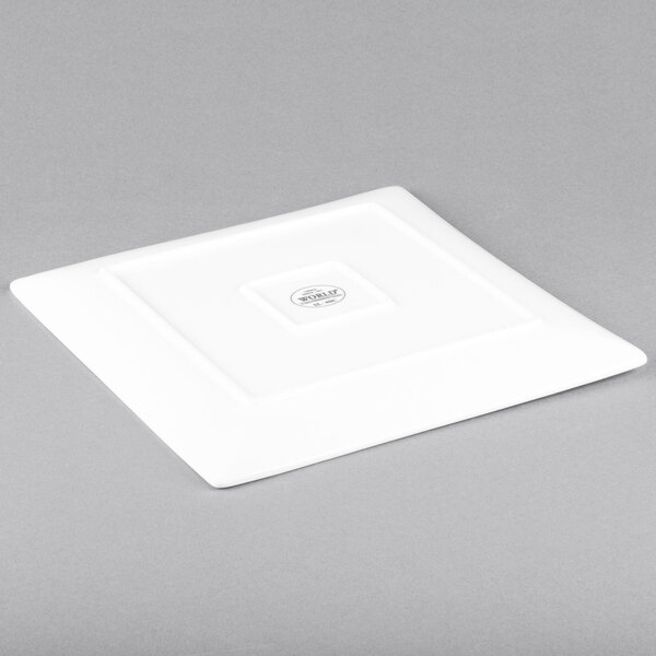 A white square Libbey porcelain plate.