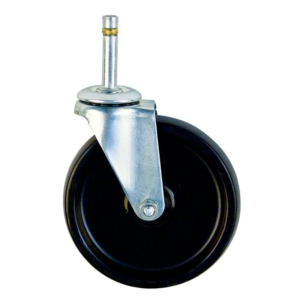 A black New Age polyolefin swivel stem caster wheel.