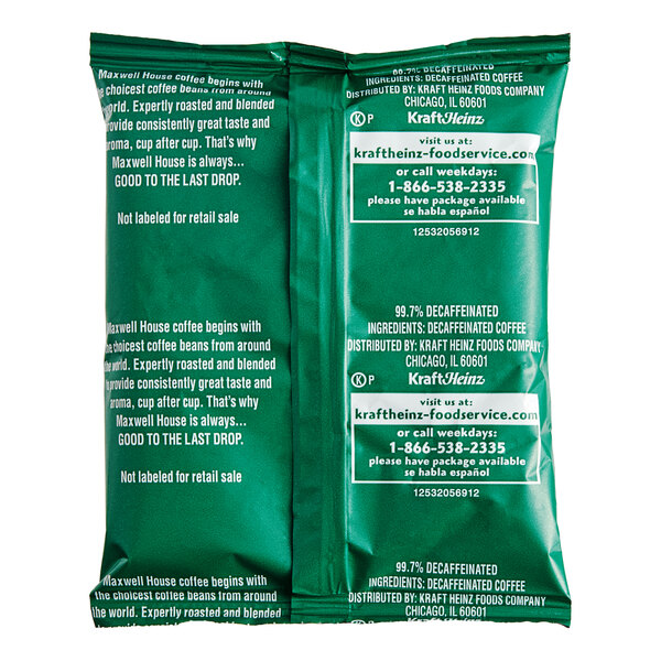 A green Maxwell House packet with white text.