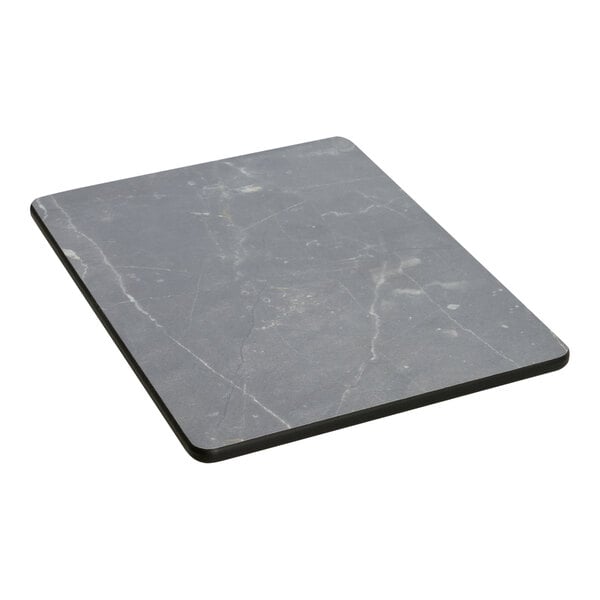 A grey rectangular BFM Seating Pietro composite laminate table top with a black border.