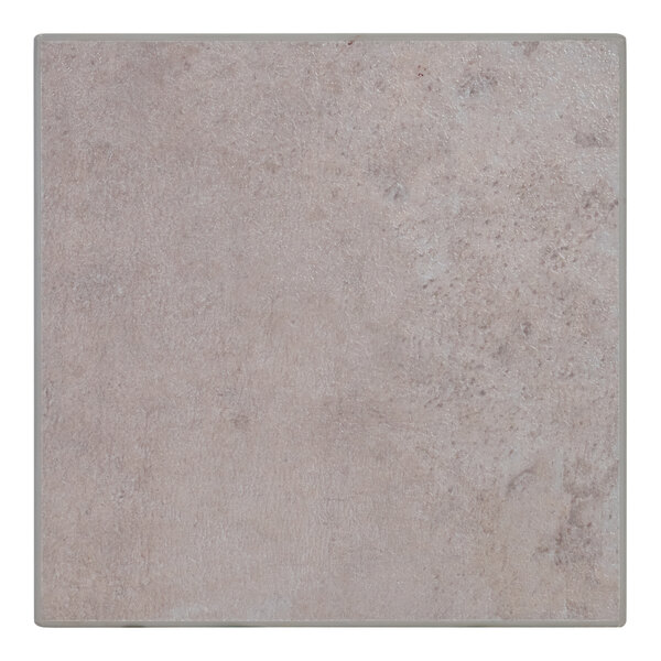 A close-up of a BFM Seating textured concrete square laminate tile in gray.