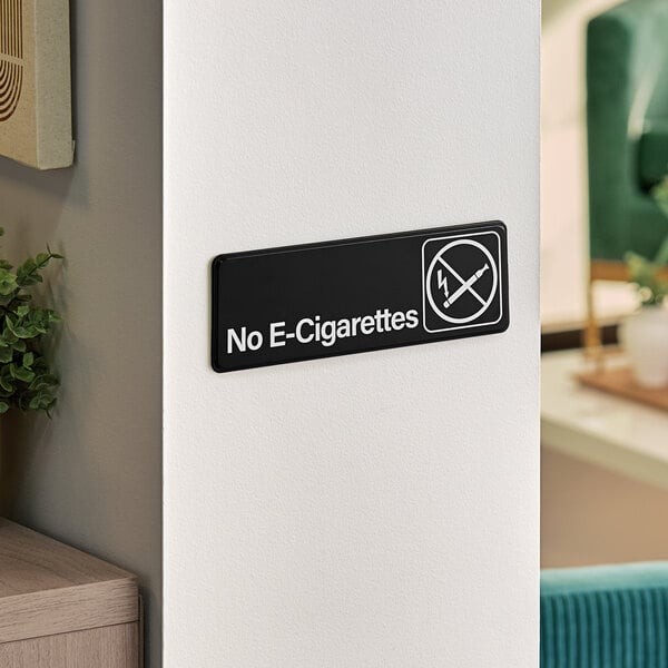 Lavex 9" x 3" Black and White No E-Cigarettes Sign