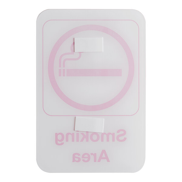 A white and red sign that says "smoking area" with a red border.