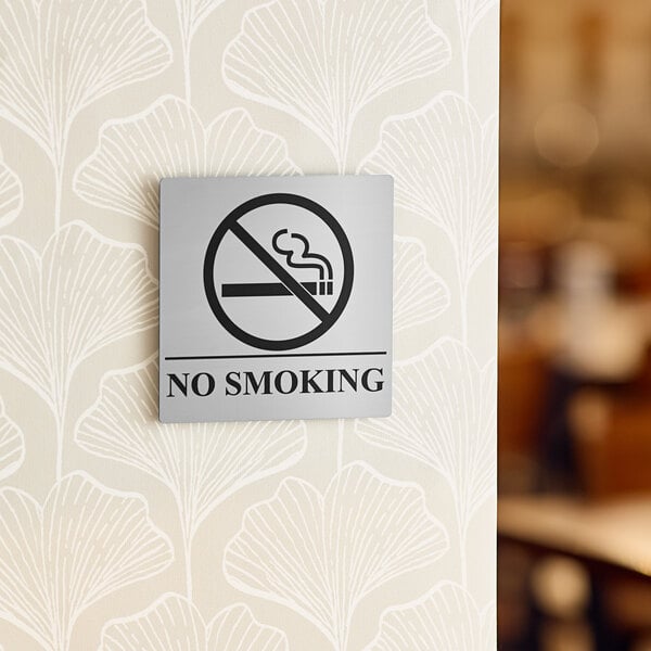 A Lavex stainless steel wall sign that says "No Smoking"
