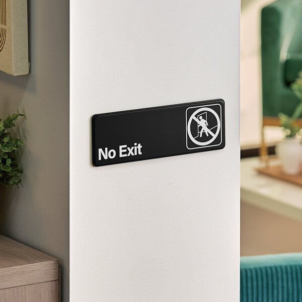 Lavex 9" x 3" Black and White No Exit Sign