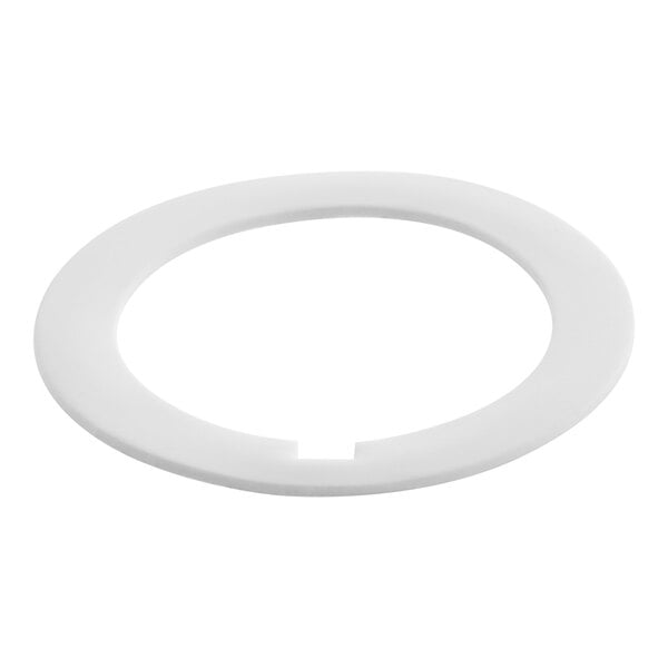 A white plastic circle with a hole in it.