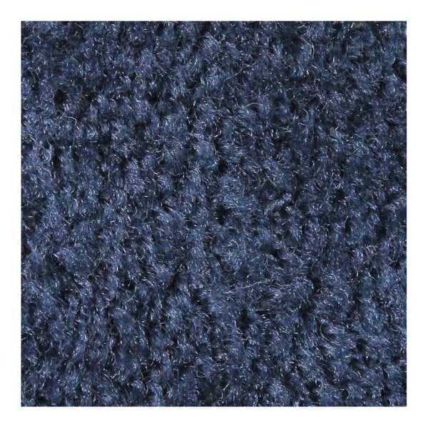 A close-up of a navy blue M+A Matting carpet with a rubber border.