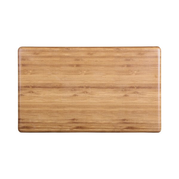 A rectangular faux bamboo melamine riser with a wood surface.