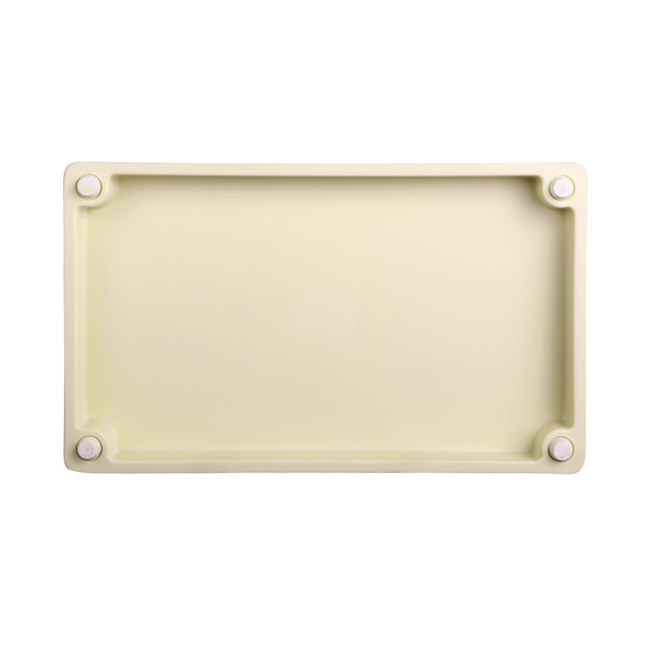 A white rectangular Elite Global Solutions faux bamboo melamine riser.