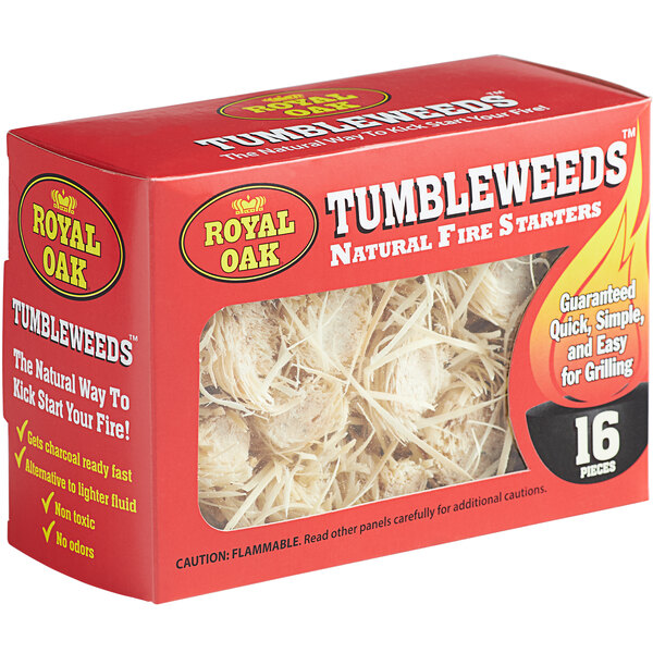 A case of 192 Royal Oak Tumbleweeds Natural Fire Starters in a box.