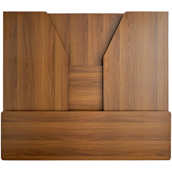 A Lancaster Table and Seating foldaway bar with a walnut laminate finish.