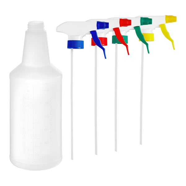 Lavex 24 oz. Plastic Bottles with Assorted Color Spray Trigger - 12/Case