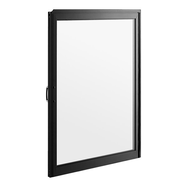 A black rectangular frame with a glass window.