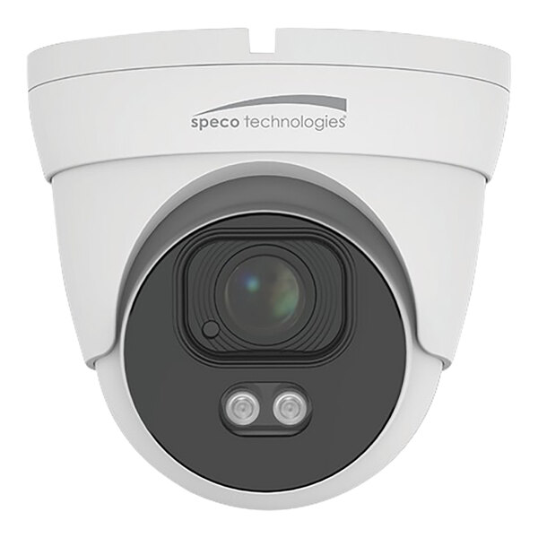 A white Speco Technologies turret camera lens.
