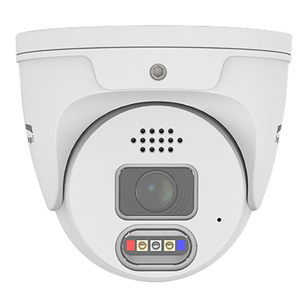 A white turret camera with a black lens.
