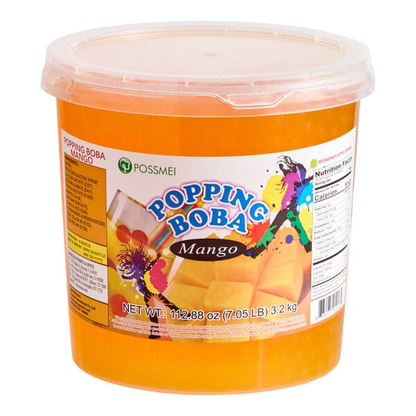 Possmei Mango Popping Boba 7.05 lb. - 4/Case