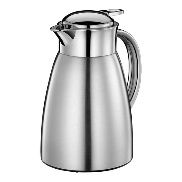 A Cilio stainless steel coffee carafe with a lid.