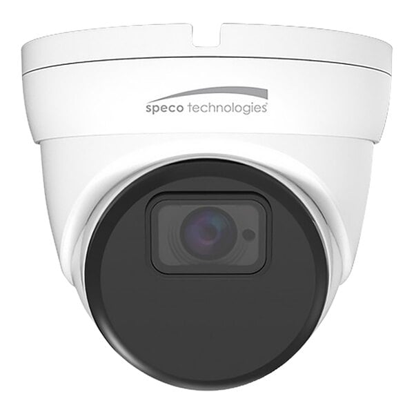A white turret camera lens with a black circle.