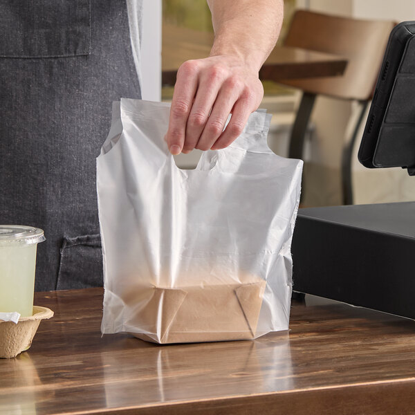 Choice 11" x 3 1/2" x 10" Clear Unprinted Light-Duty Plastic Grab and Go Bag - 500/Case