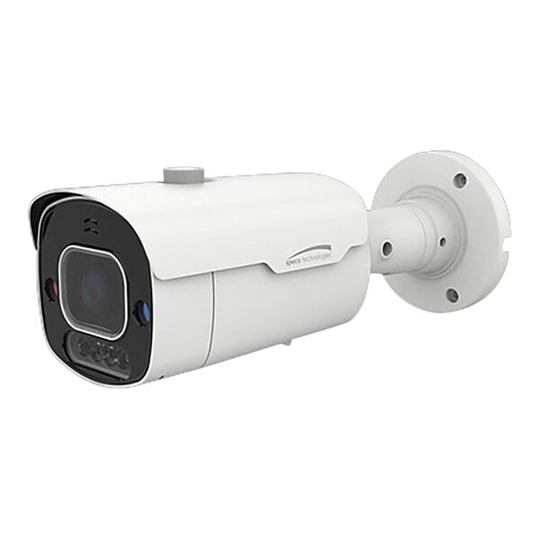 A white Speco Technologies bullet camera with a round lens.