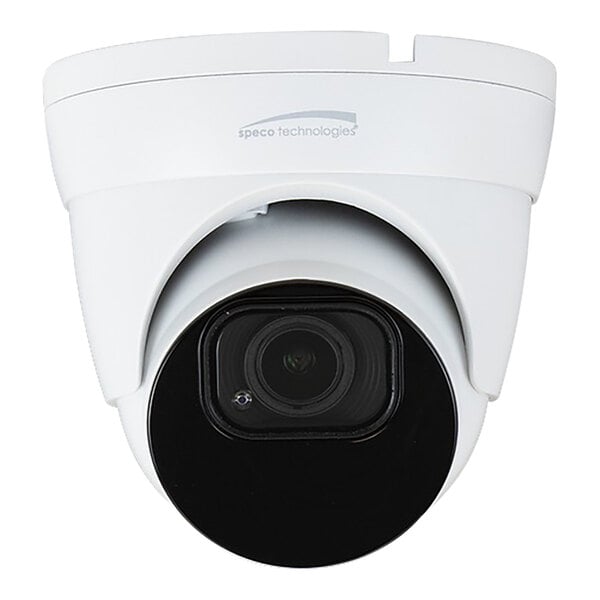 A white Speco Technologies turret camera with a black circle.