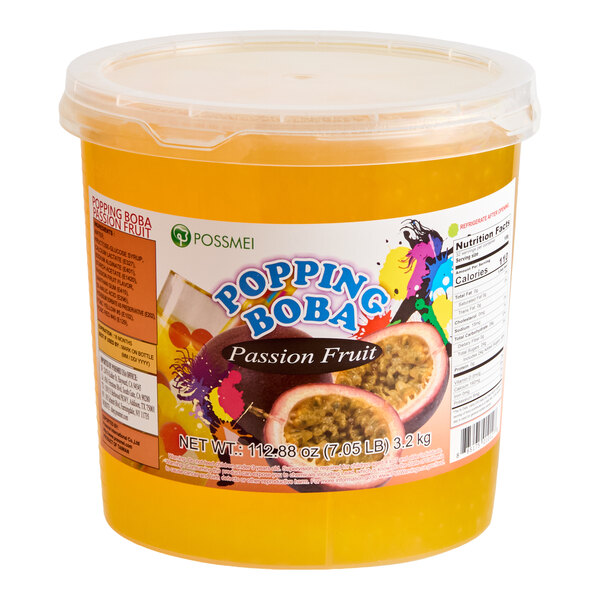 Possmei Passion Fruit Popping Boba 7.05 lb. - 4/Case