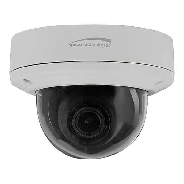 A white Speco Technologies IP dome camera with a round lens.