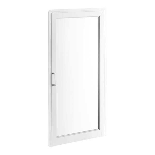 A white Avantco glass door for a bakery display case.