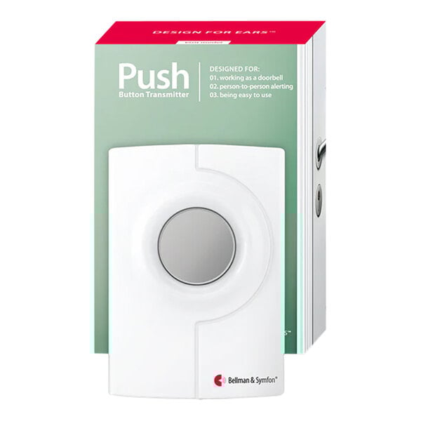 A white Bellman & Symfon Visit push button transmitter.